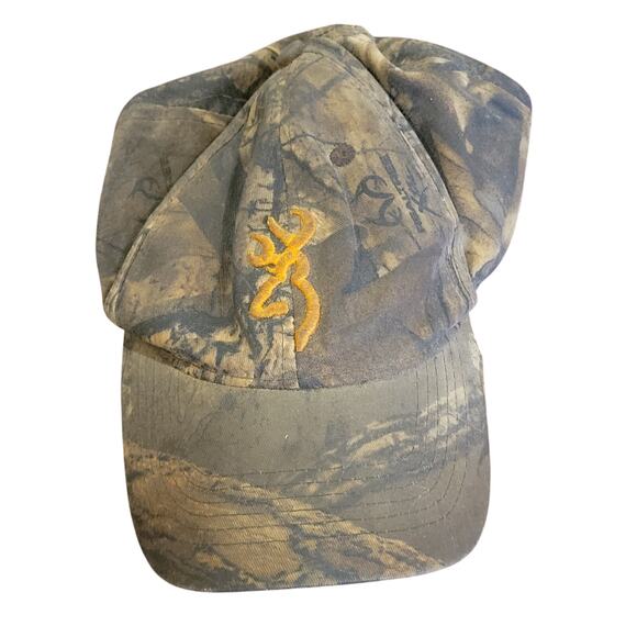 Vintage Browning hat camouflage camo adjustable strap hunting khaki one size - Picture 5 of 9